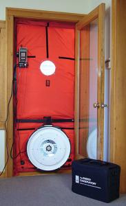 The Blower Door Test equipment is used to detect improperly sealed windows and doors. Murray Insulation, Parkville, MO installs insulation to increase the energy efficiency of a home. Coupled with making sure there are no air leaks i the home, this can save you money on energy costs.